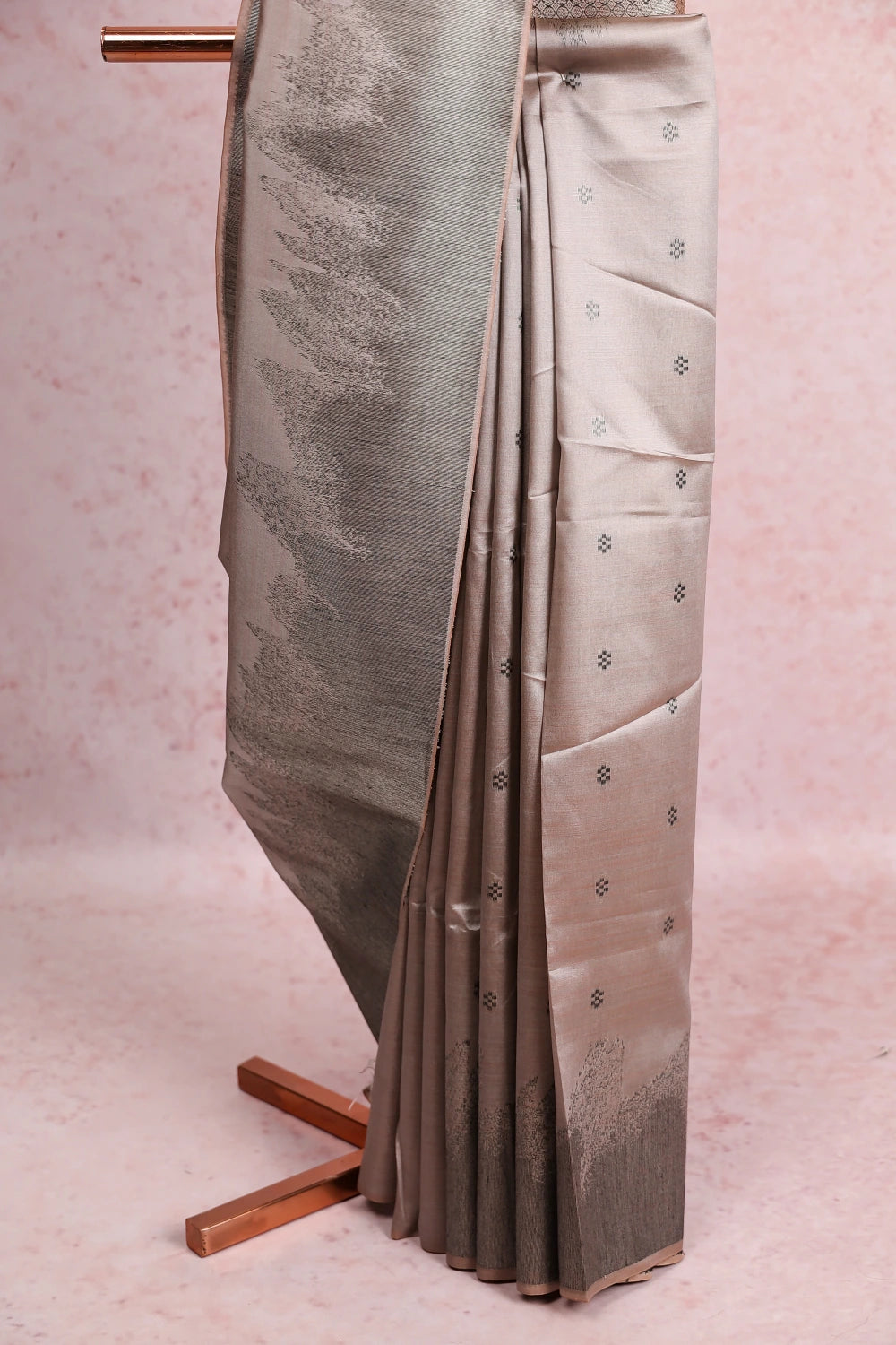 Light Grey Semi Silk Saree