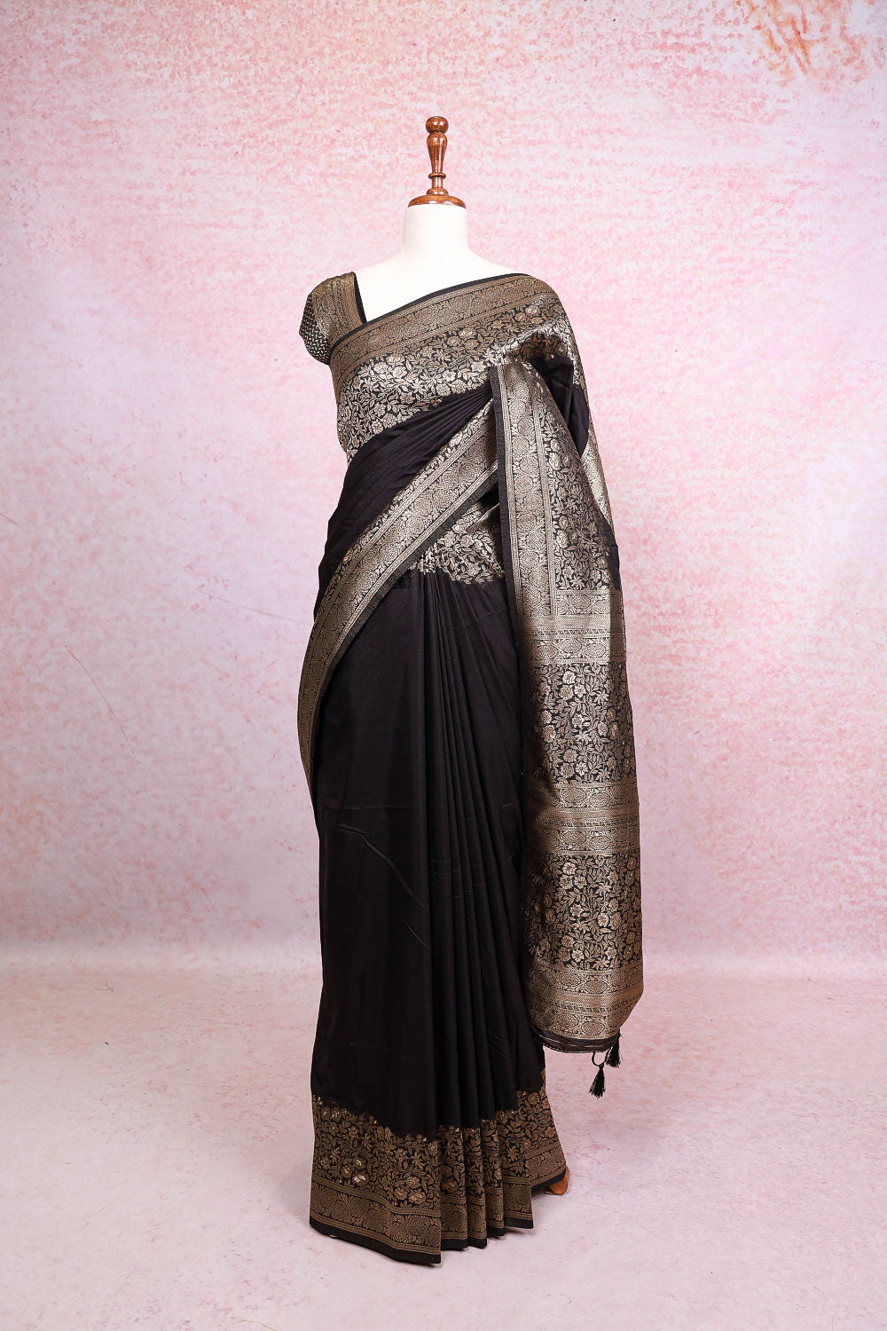 Black Semi Tussar Saree