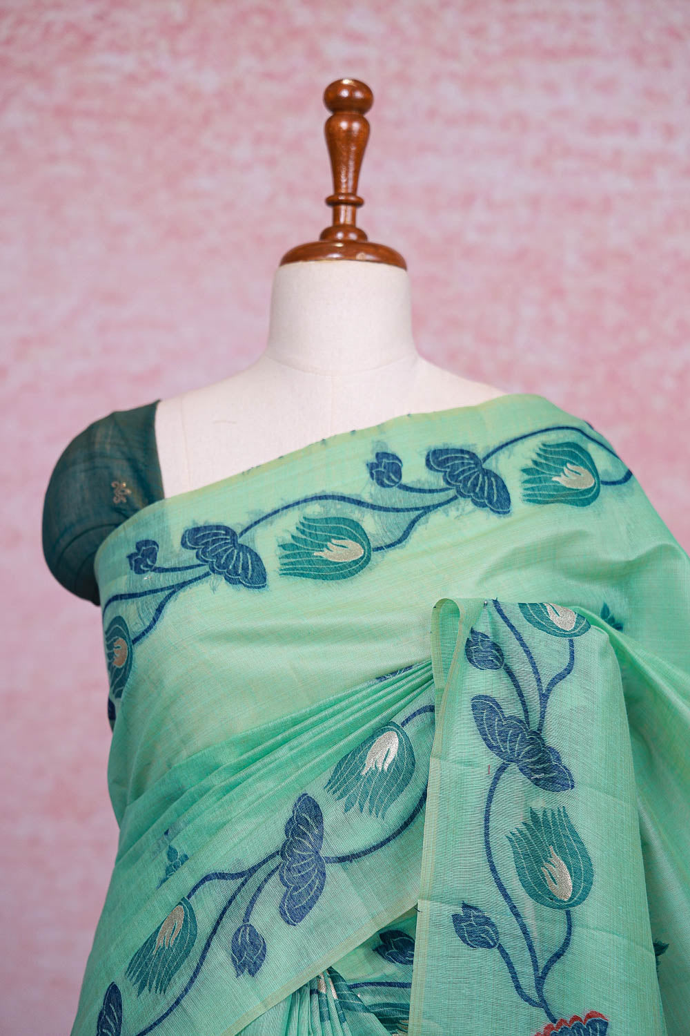 Pastel Green Semi Tussar Saree