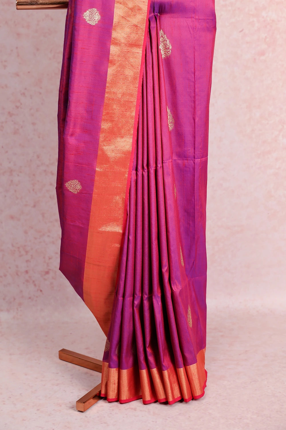 Magenta Pink Semi Jute Saree