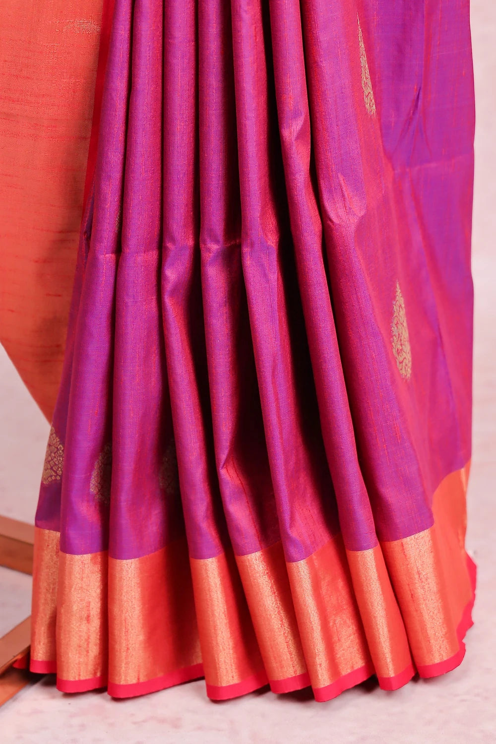 Magenta Pink Semi Jute Saree