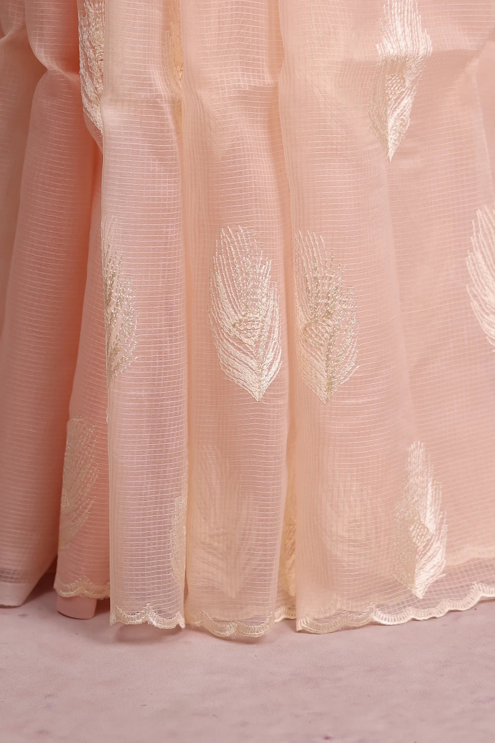 Light Peach Net Kota Saree