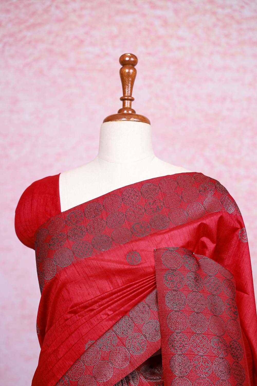 Maroon Semi Jute Saree