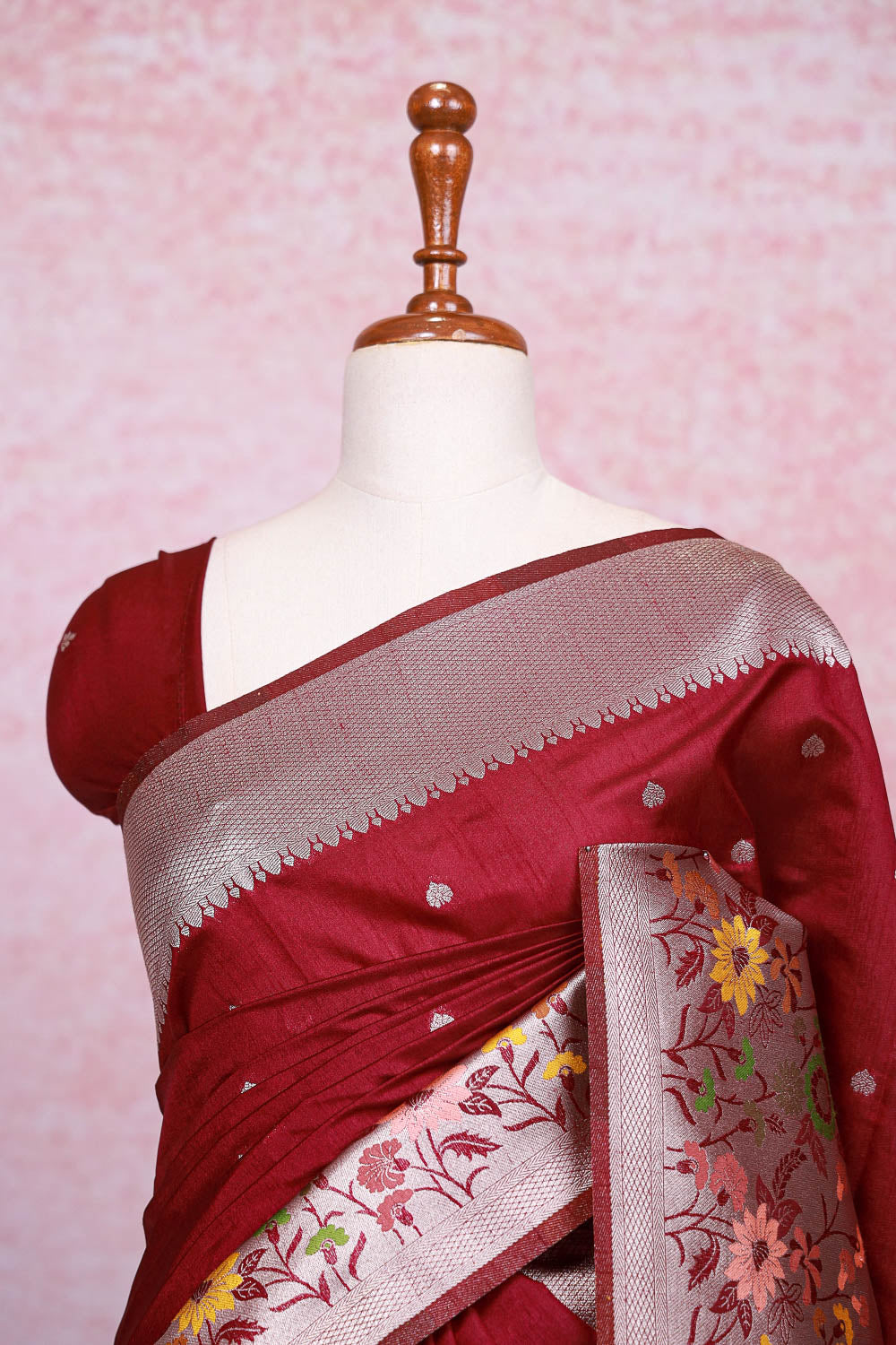 Wine Semi Silk Saree