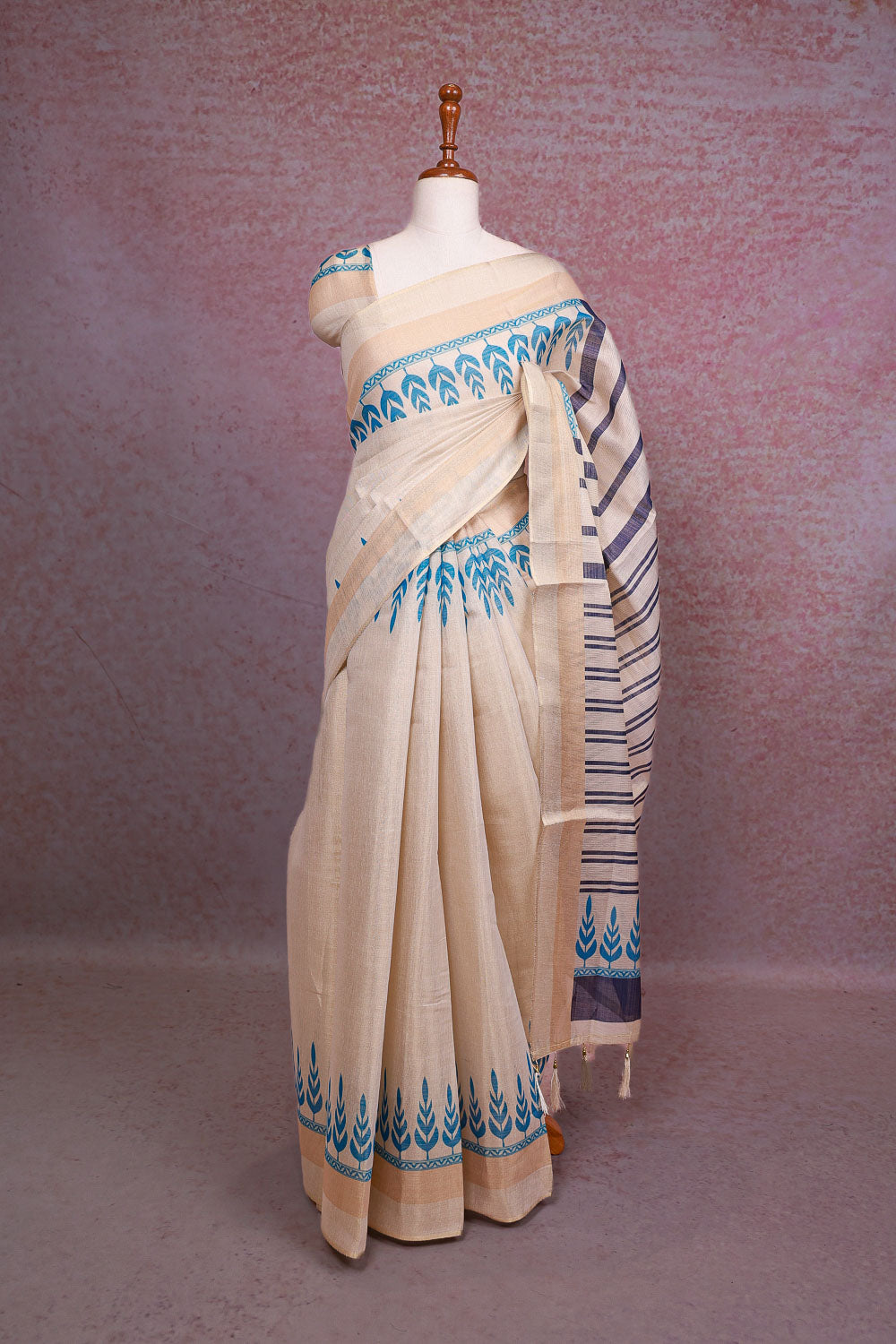 Cream Semi Tissue Saree