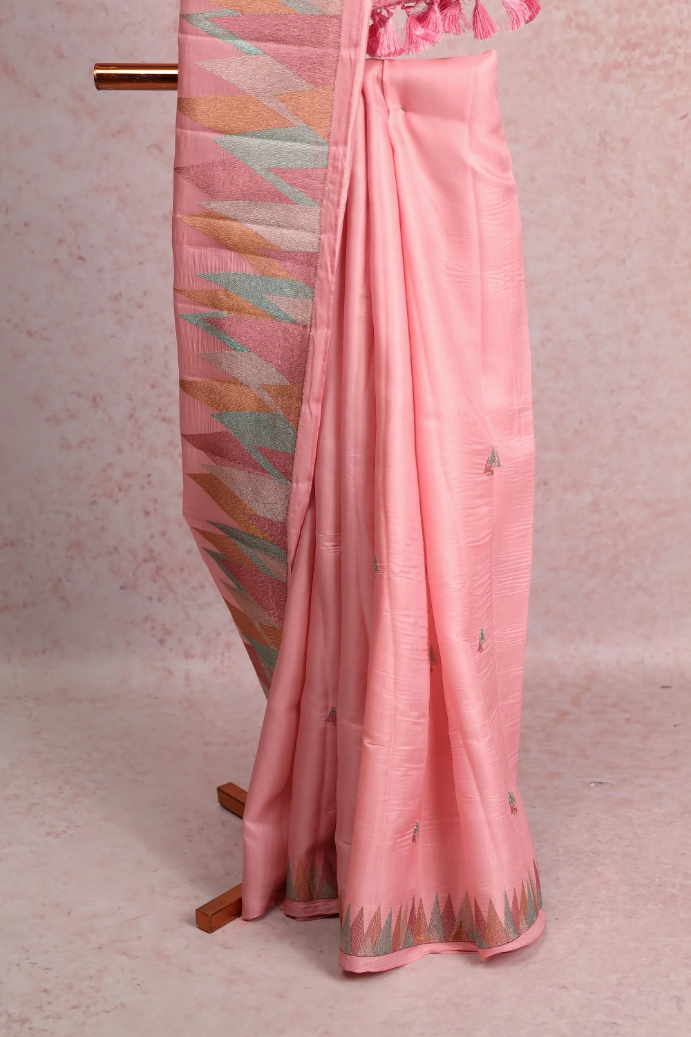 Baby Pink Semi Tussar Saree