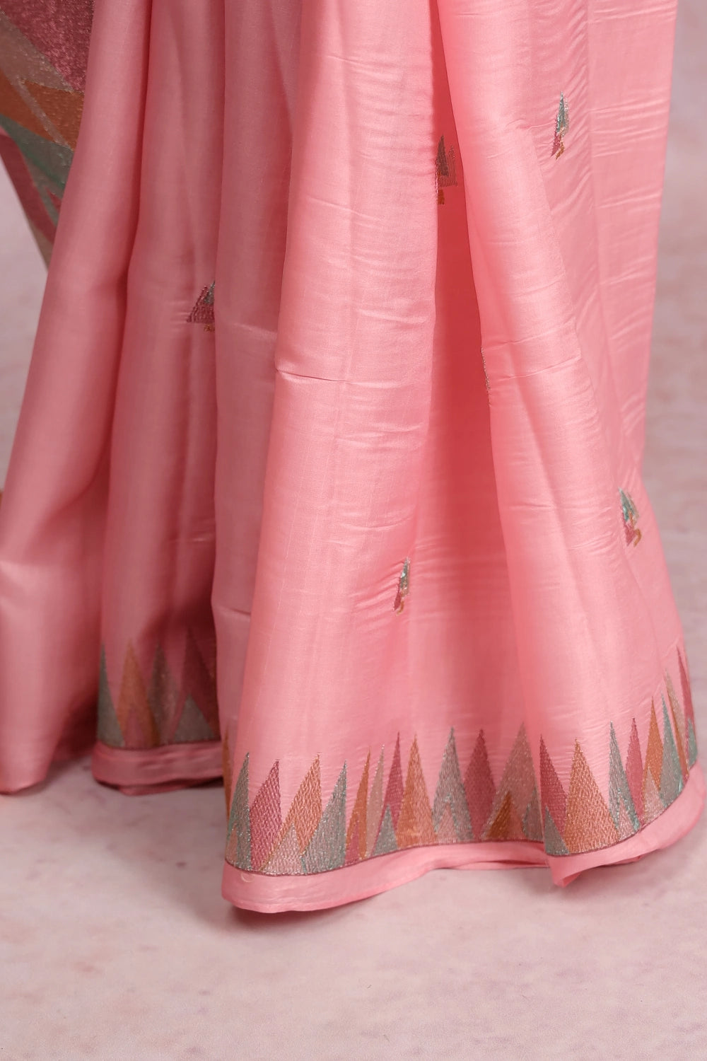 Baby Pink Semi Tussar Saree