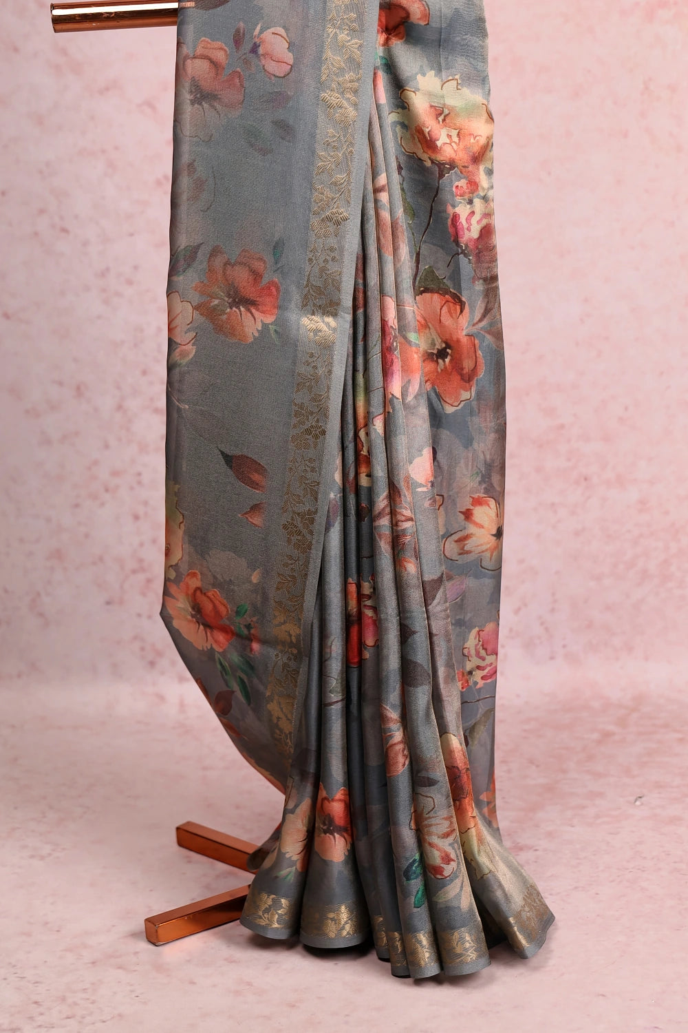 Ash Semi Tissue Saree