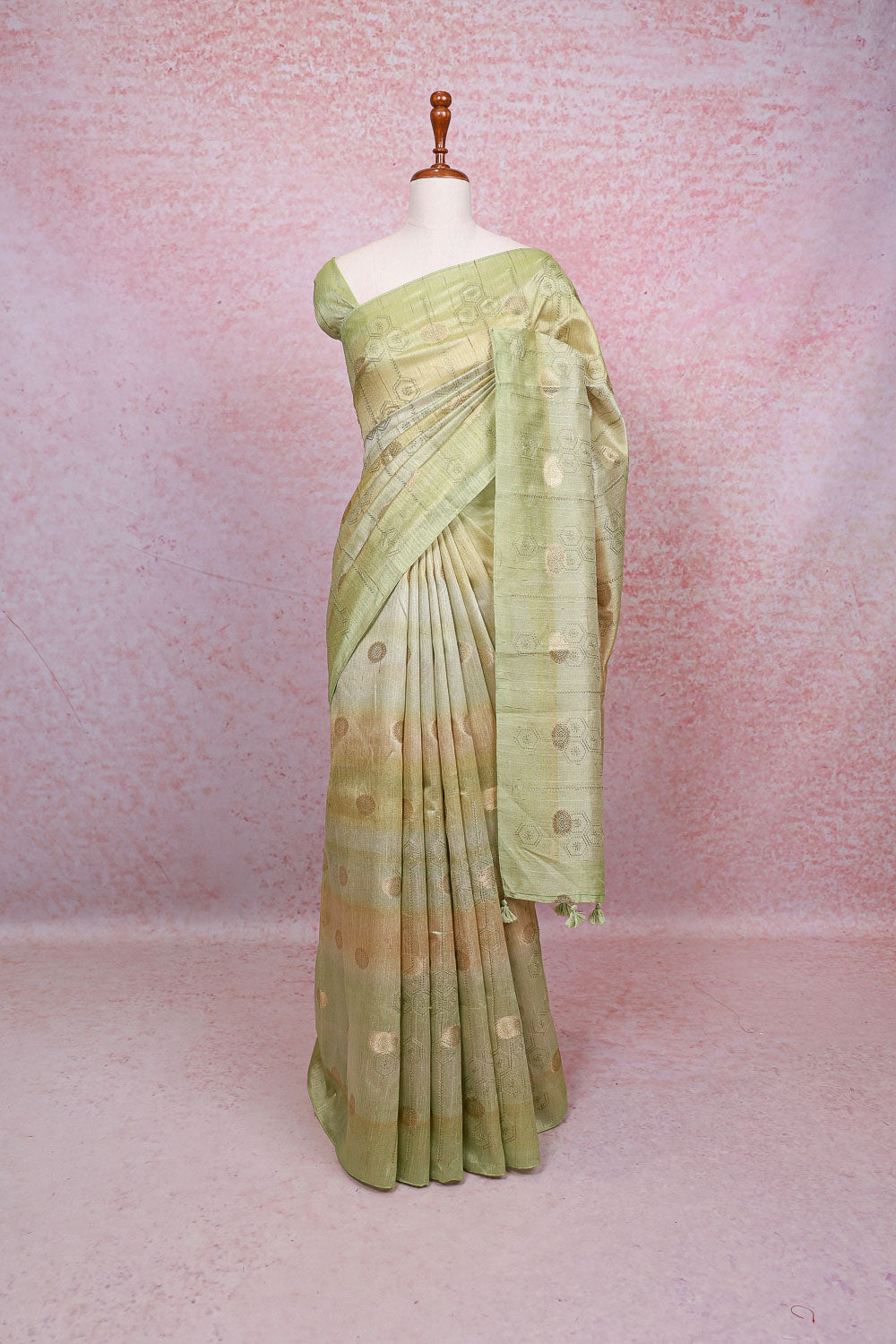 Pista Green Semi Jute Saree