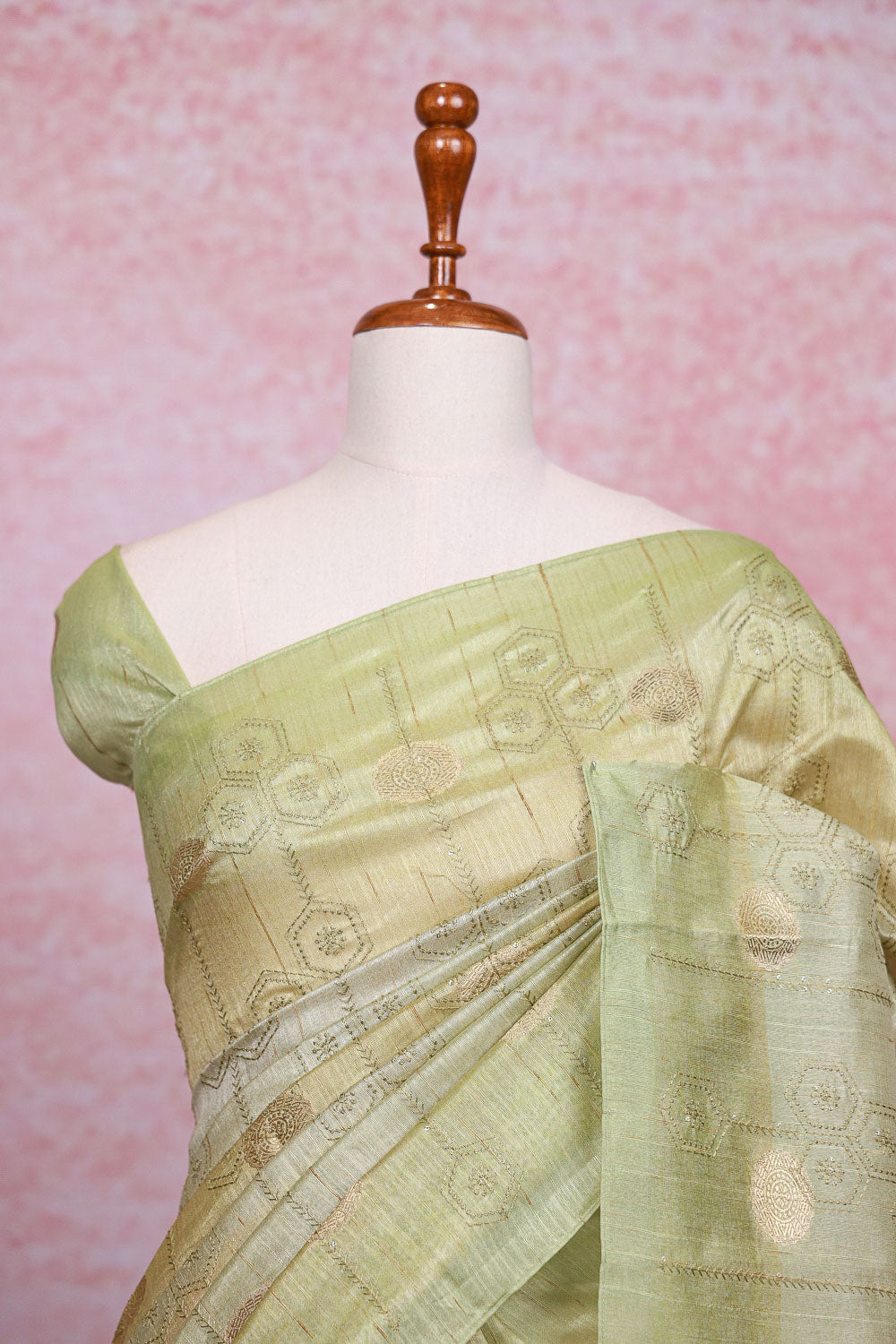 Pista Green Semi Jute Saree