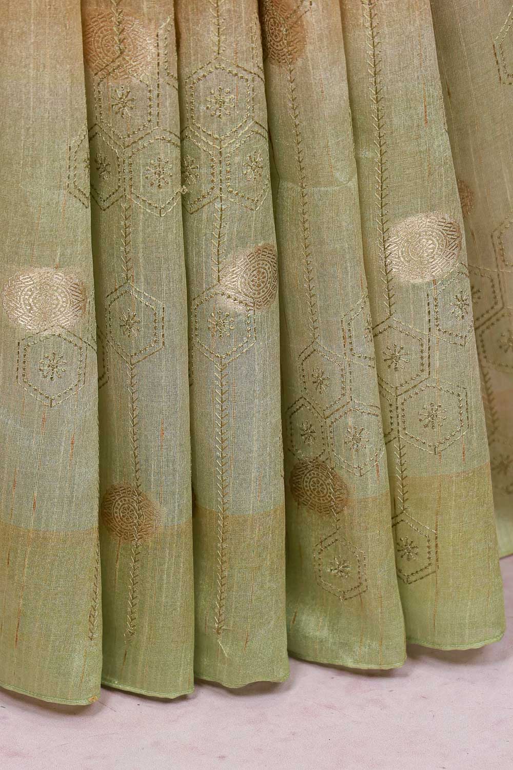 Pista Green Semi Jute Saree