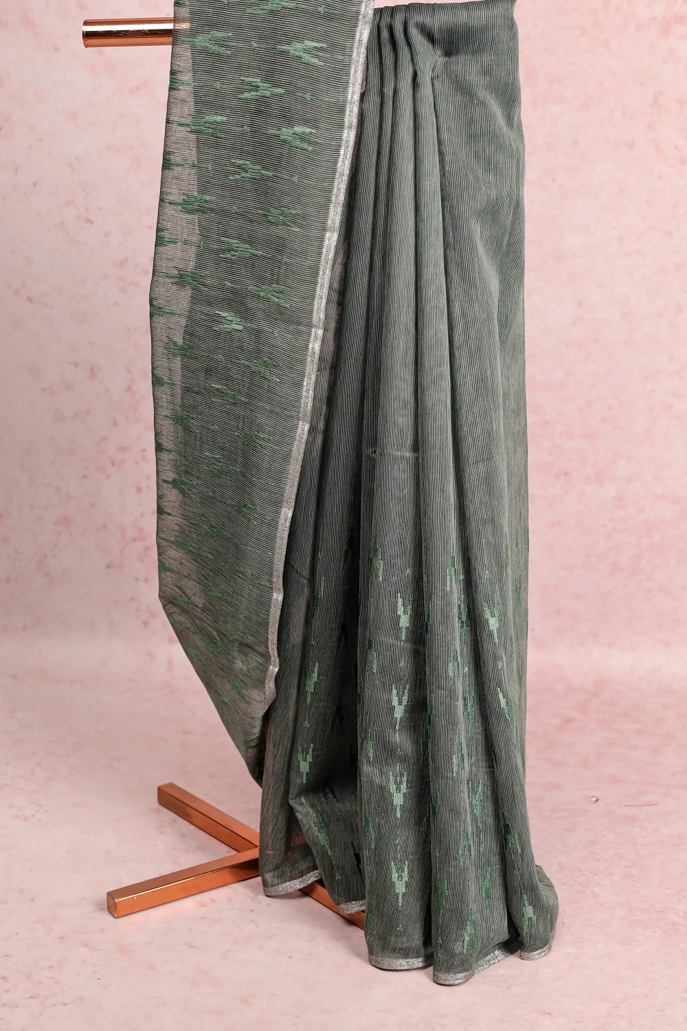 Dark Green Semi Jute Saree