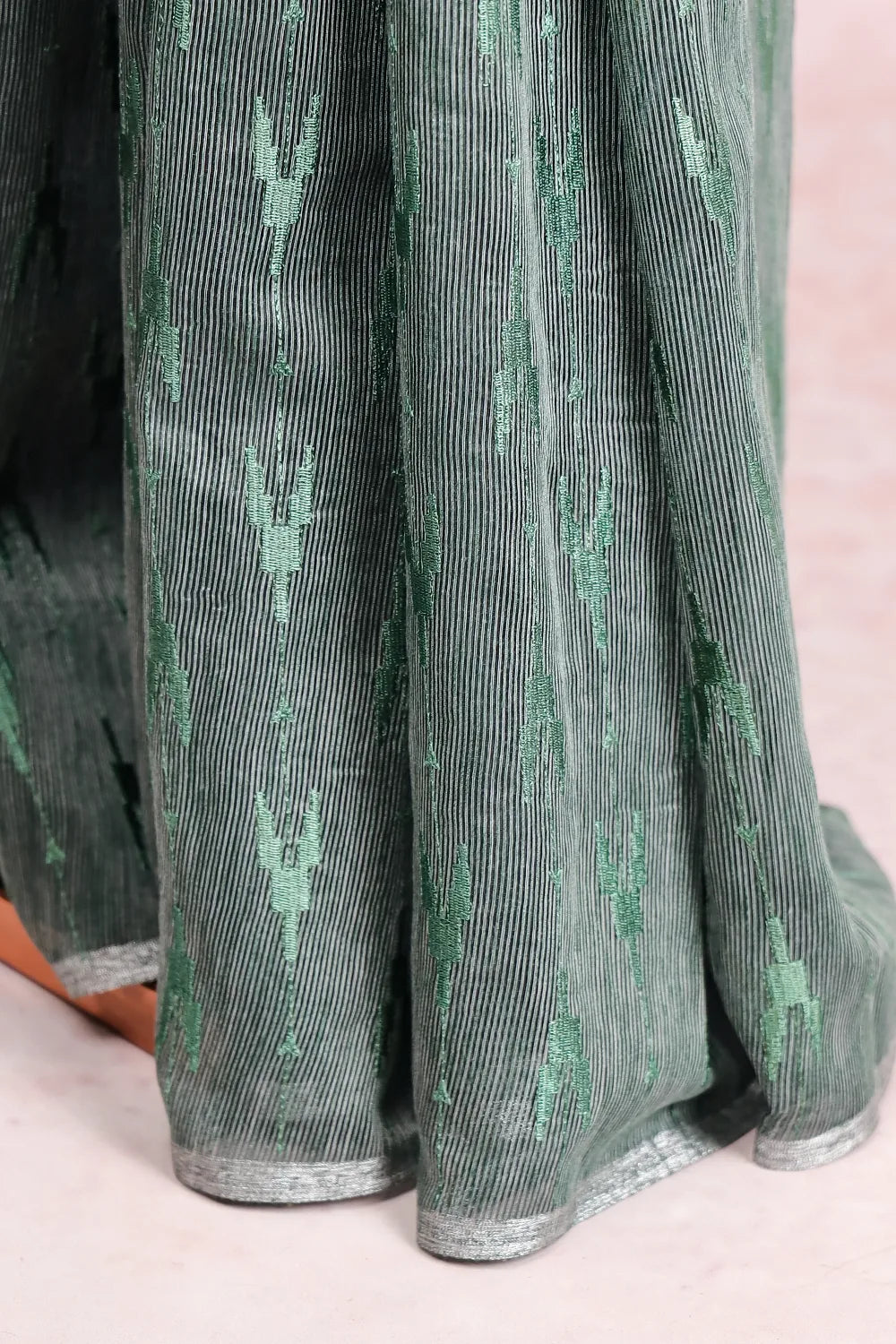 Dark Green Semi Jute Saree