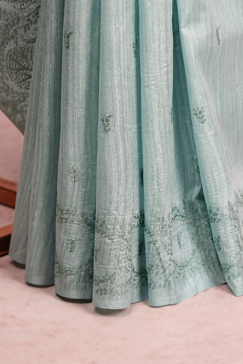 Pastel Green Semi Jute Saree