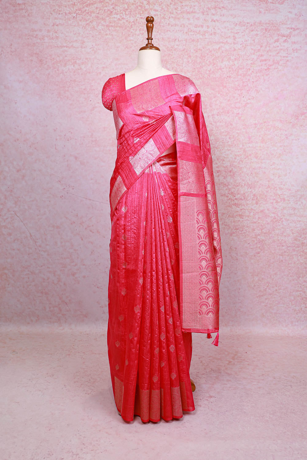 Magenta Semi Jute Saree