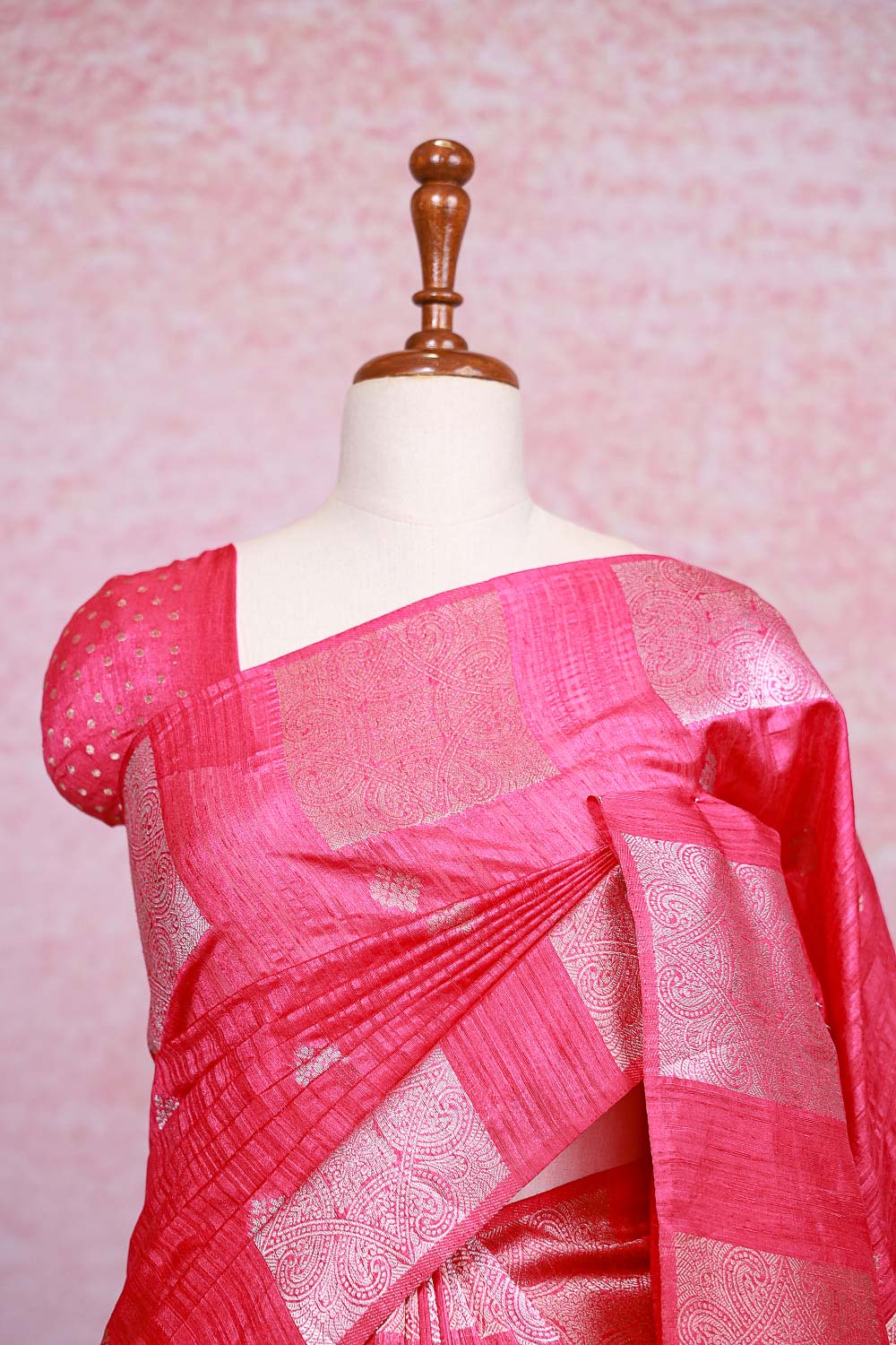 Magenta Semi Jute Saree