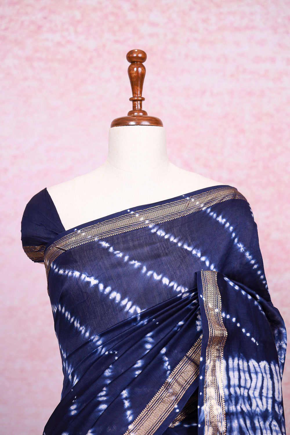 Navy Blue Chanderi Silk Saree