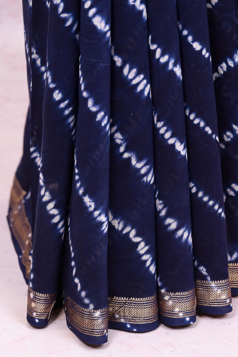 Navy Blue Chanderi Silk Saree