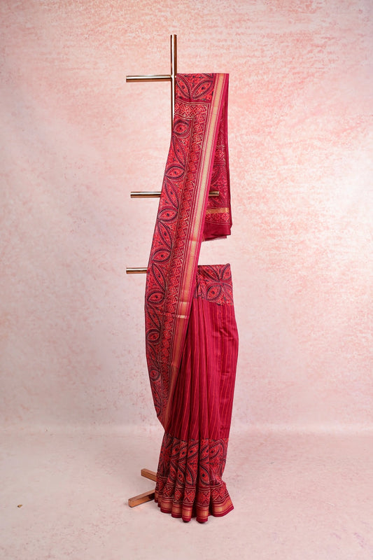 Maroon Chanderi Silk Saree