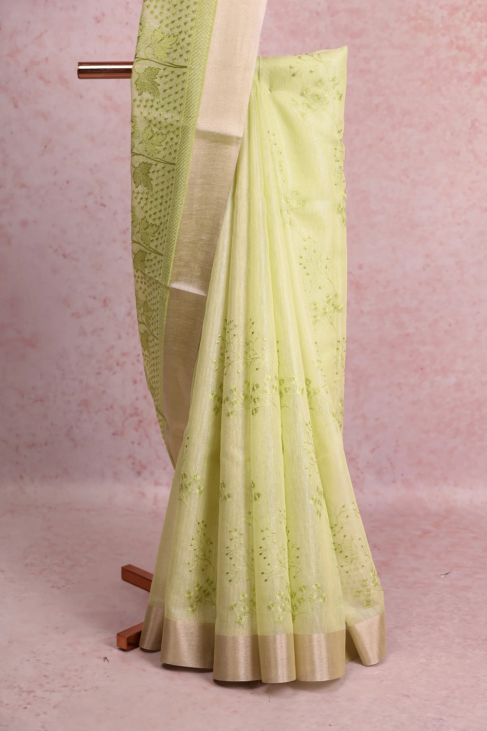 Lemon Yellow Semi Tissue Saree