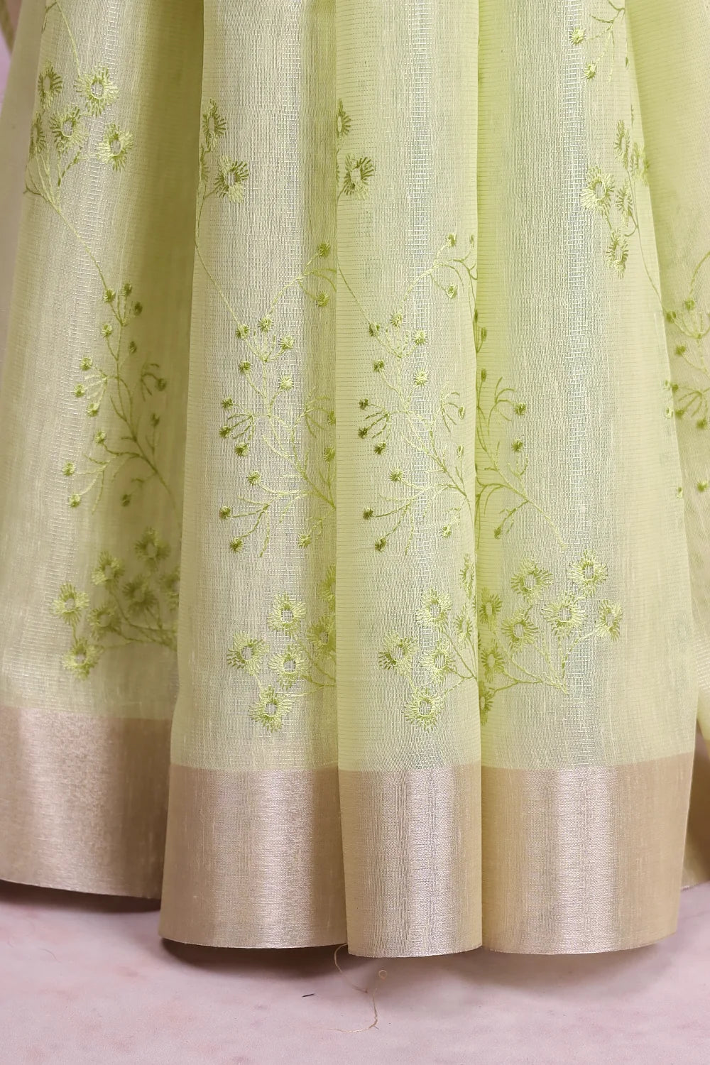 Lemon Yellow Semi Tissue Saree