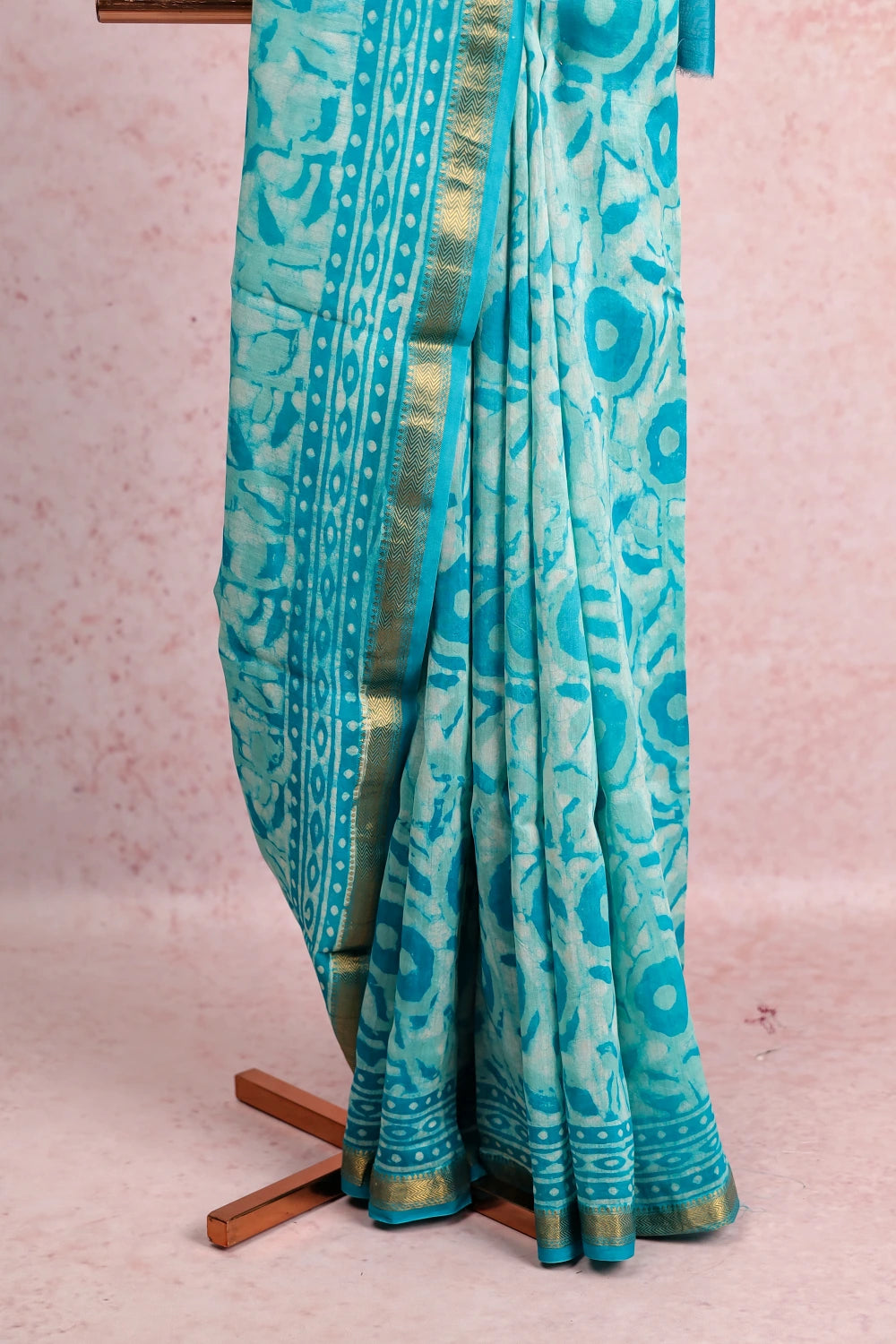 Sky Blue Chanderi Silk Saree