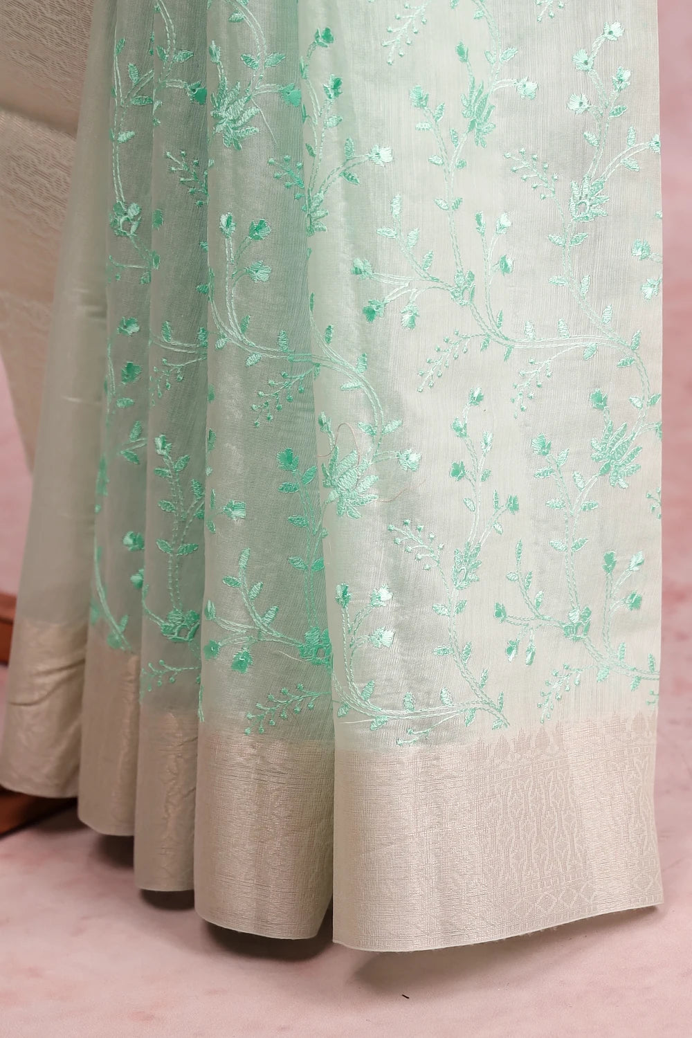 Pista Green Semi Jute Saree