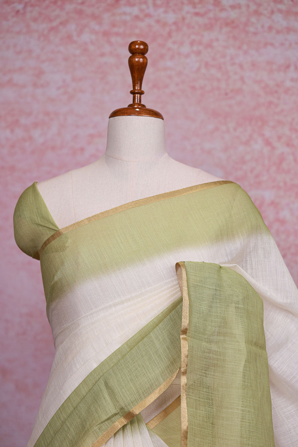 Off White Semi Linen Saree