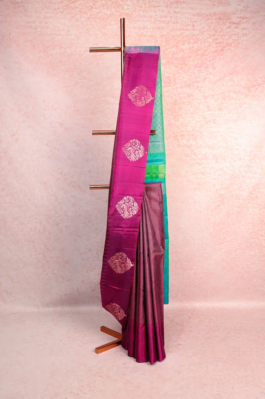 Wine Kancheepuram Soft Silk Saree