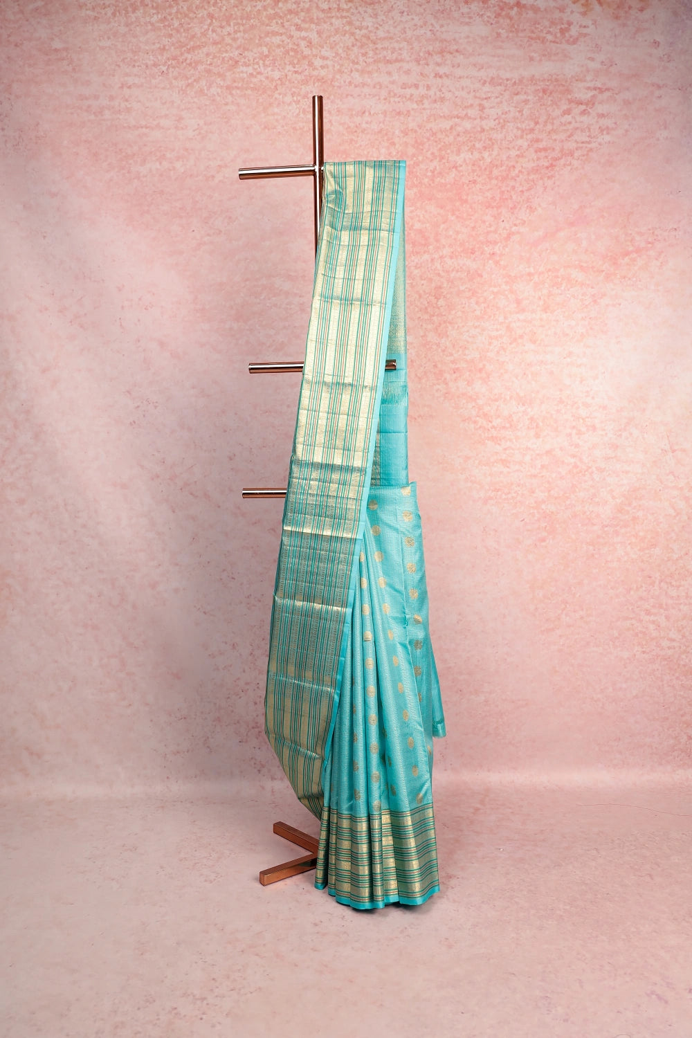 Sea Blue Kancheepuram Soft Silk Saree