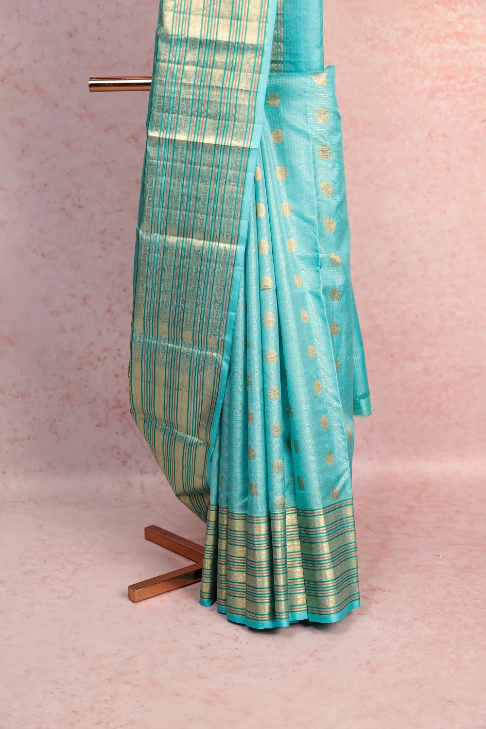 Sea Blue Kancheepuram Soft Silk Saree