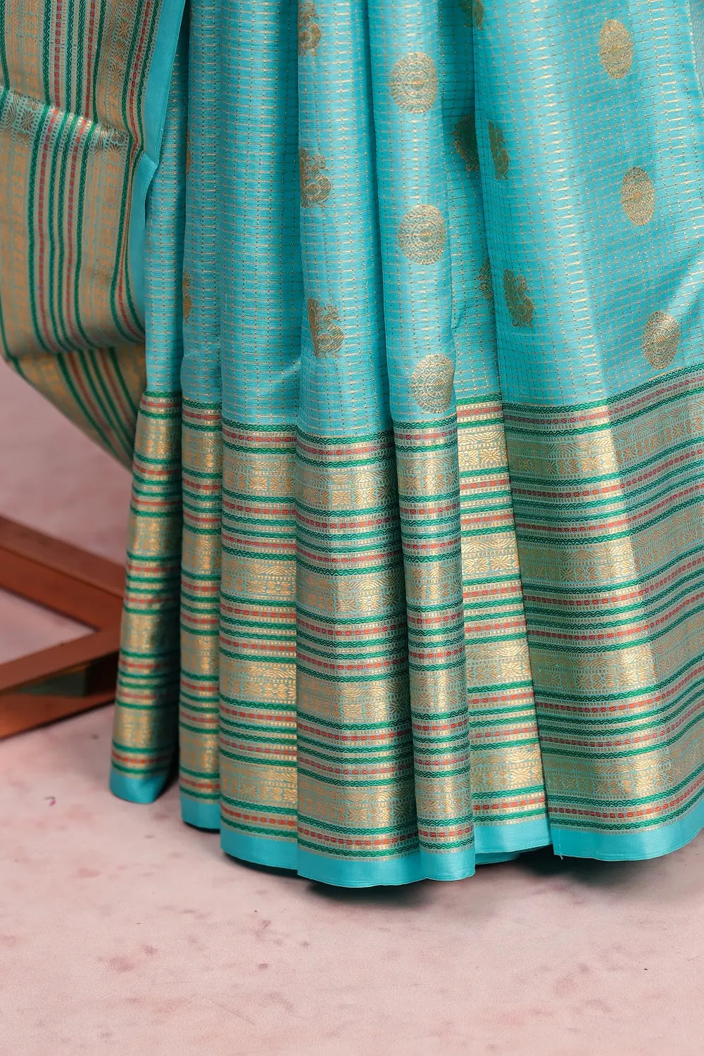 Sea Blue Kancheepuram Soft Silk Saree