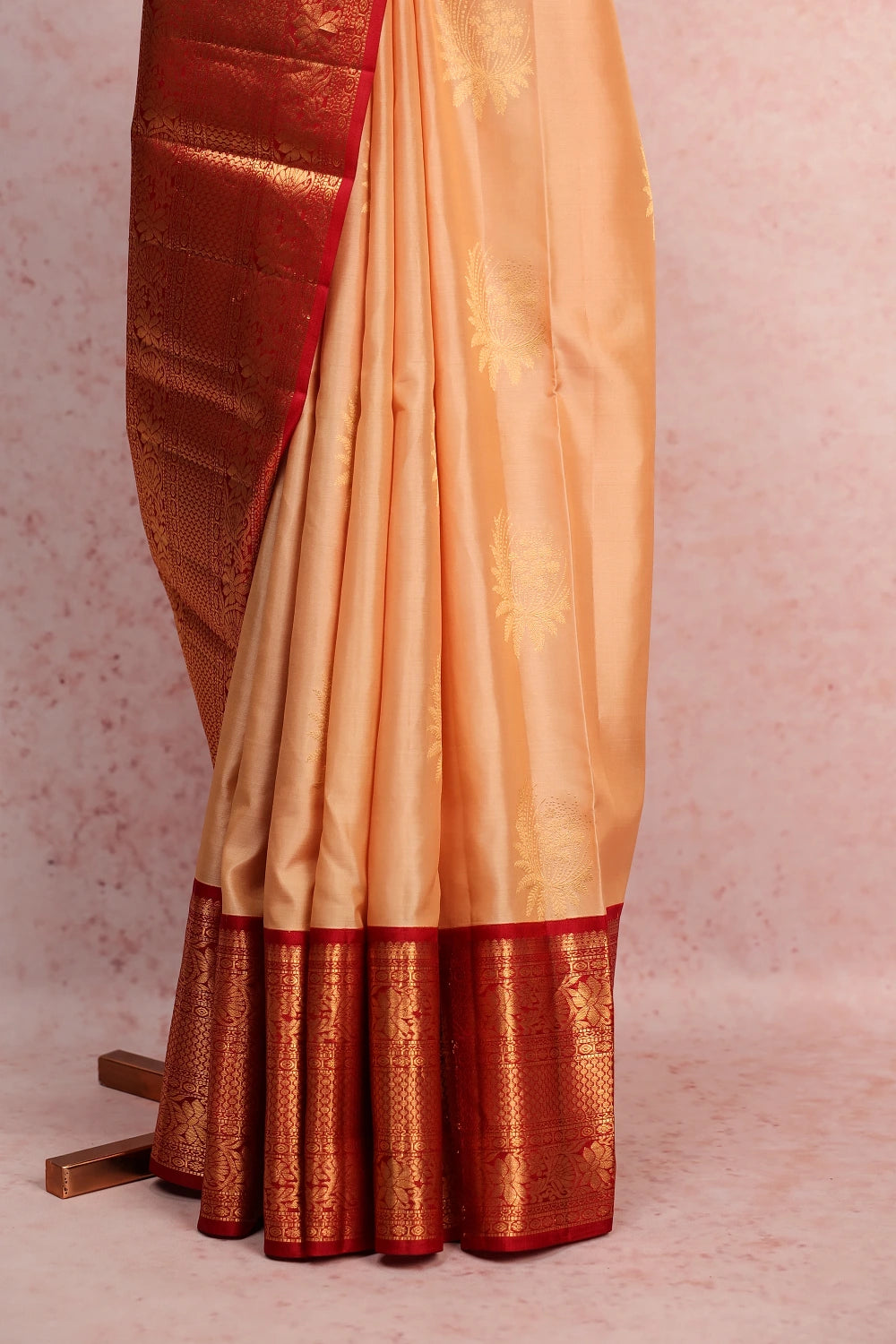 Off White Traditional Kancheepuram Soft Silk Saree