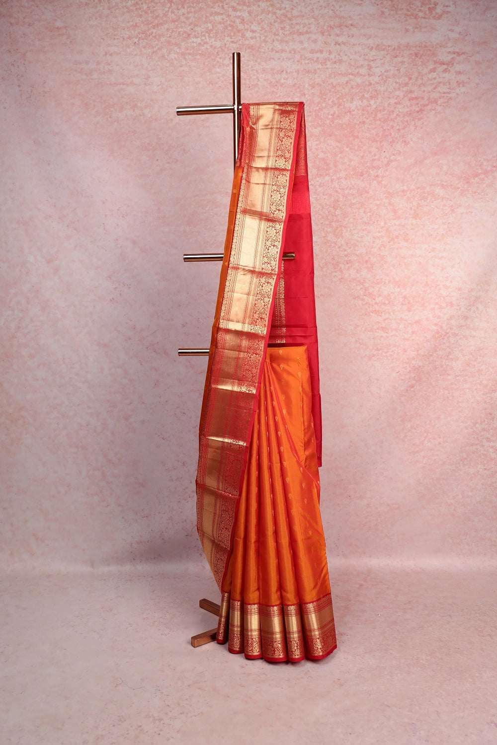 Orange Traditional Kancheepuram Soft Silk Saree