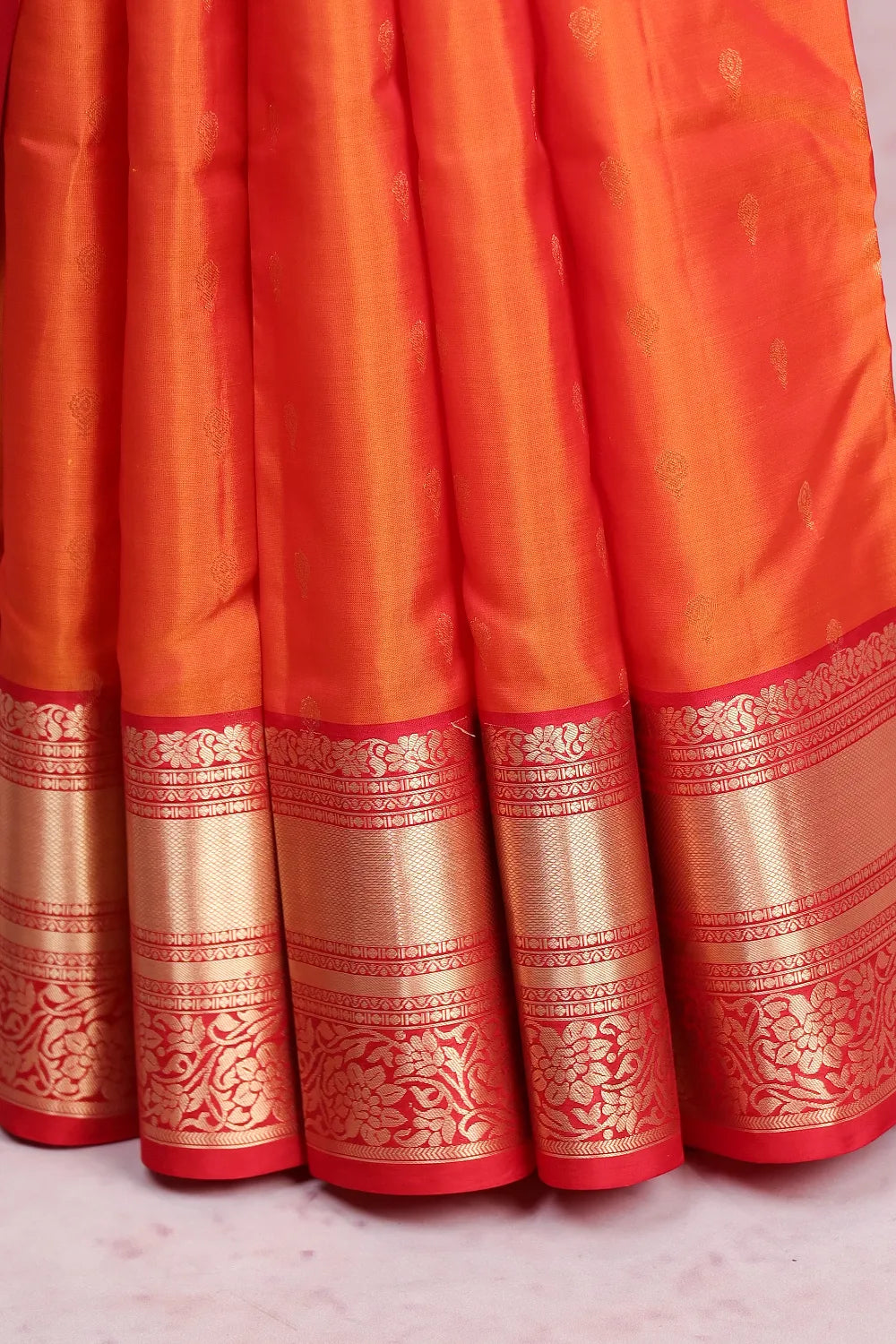Orange Traditional Kancheepuram Soft Silk Saree