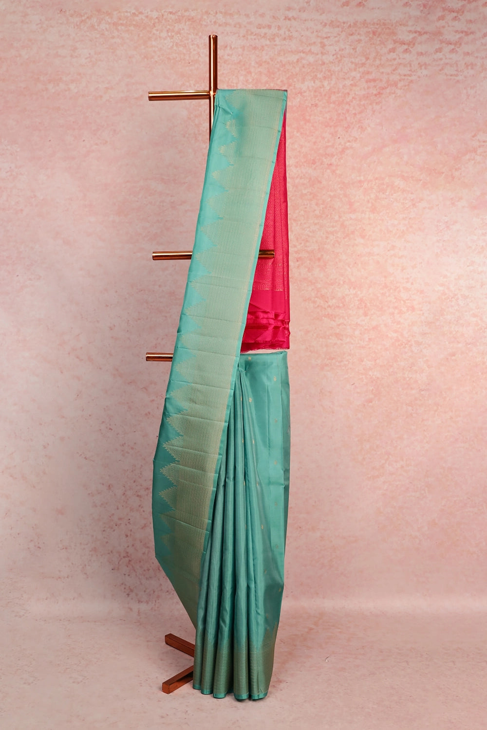 Pastel Blue Kancheepuram Soft Silk Saree