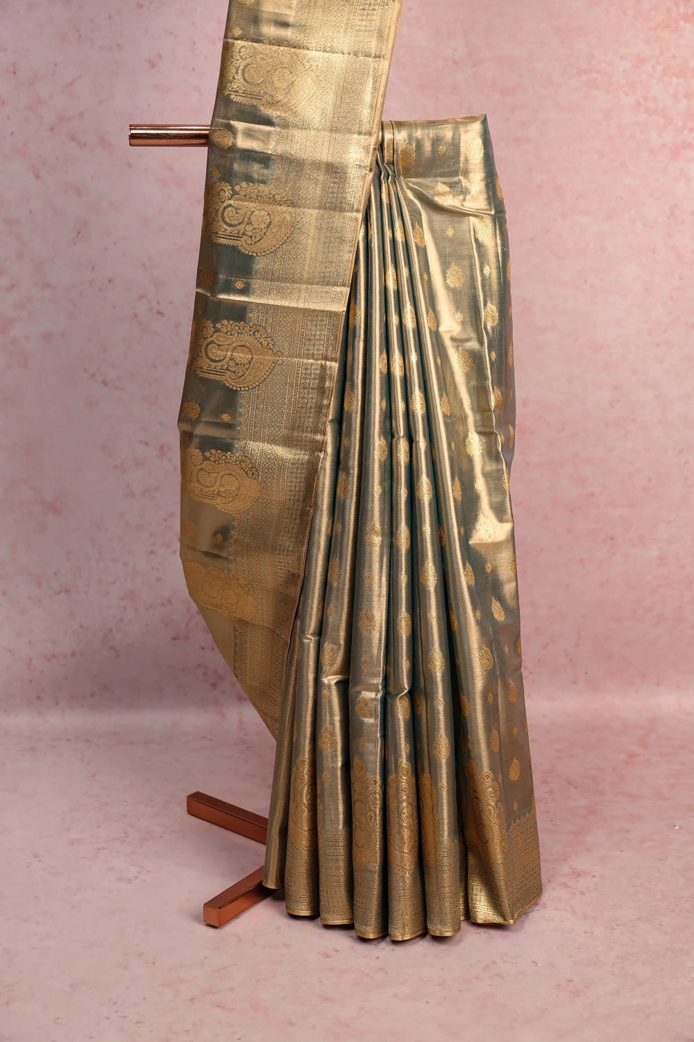 Light Blue Kancheepuram Semi Tissue Silk Saree