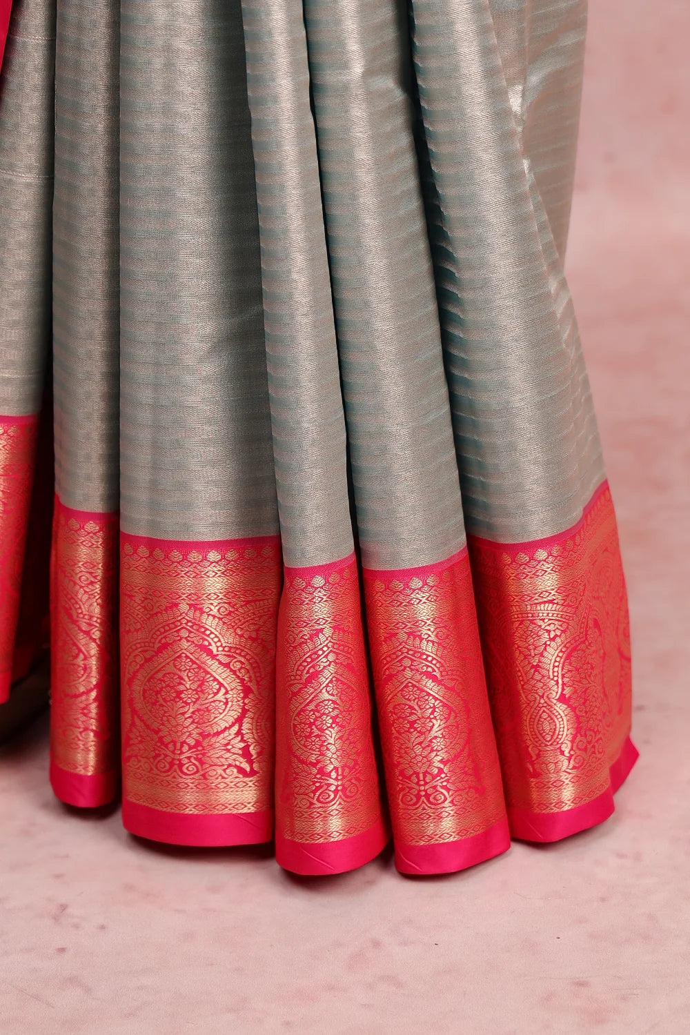 Pastel Blue Kancheepuram Semi Tissue Silk Saree