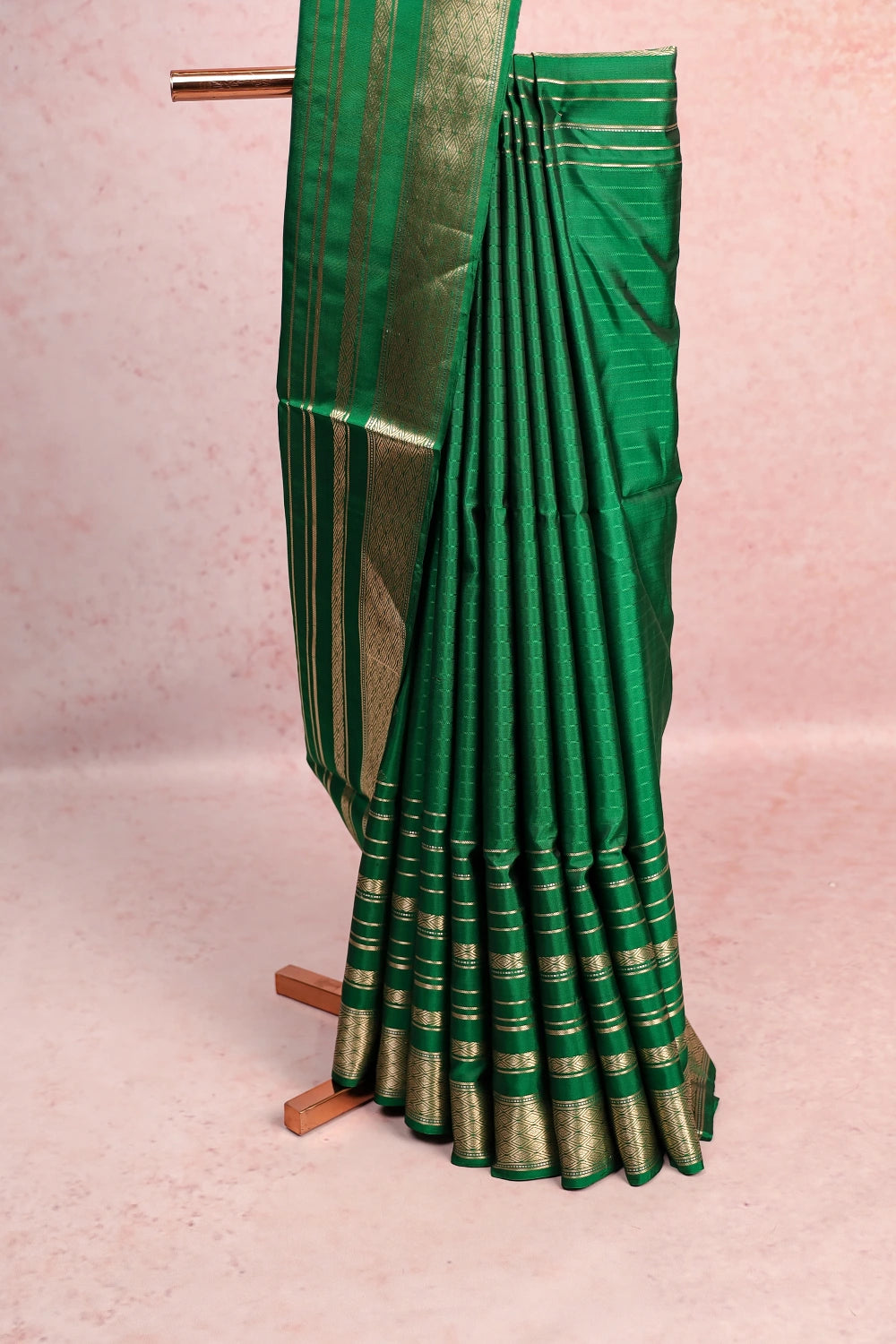 Bottle Green Kancheepuram Soft Silk Saree