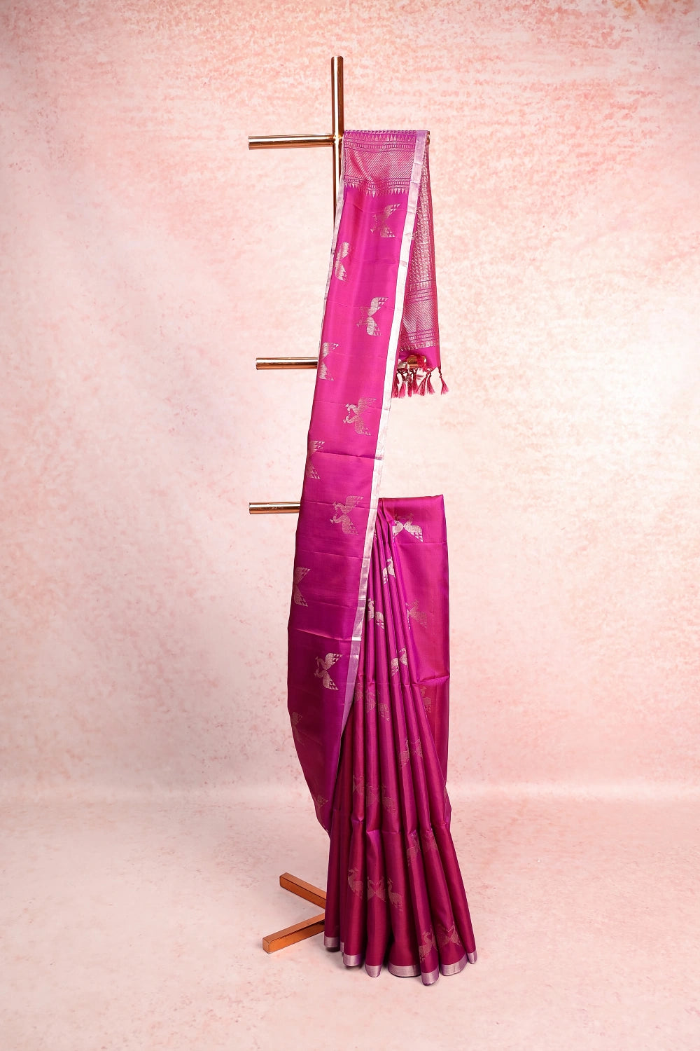 Purple Wine Kancheepuram Soft Silk Saree
