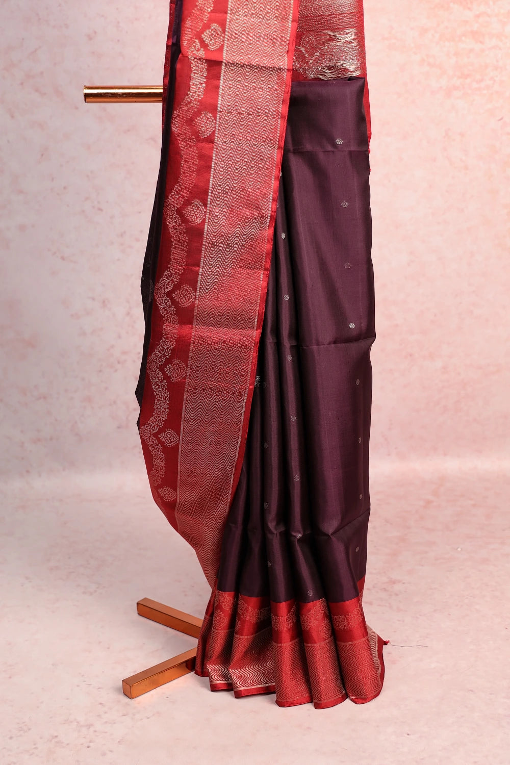 Dark Wine Kancheepuram Soft Silk Saree