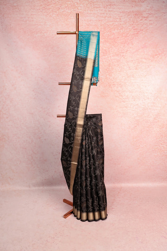 Black Kanchi Soft Silk Saree