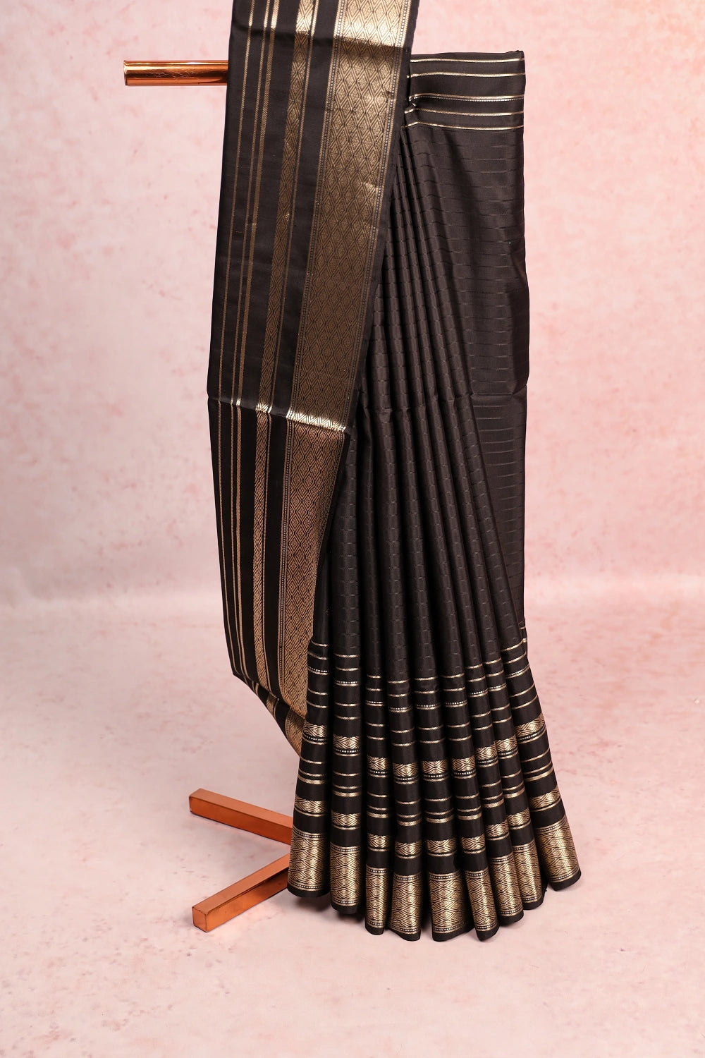 Black Kancheepuram Soft Silk Saree