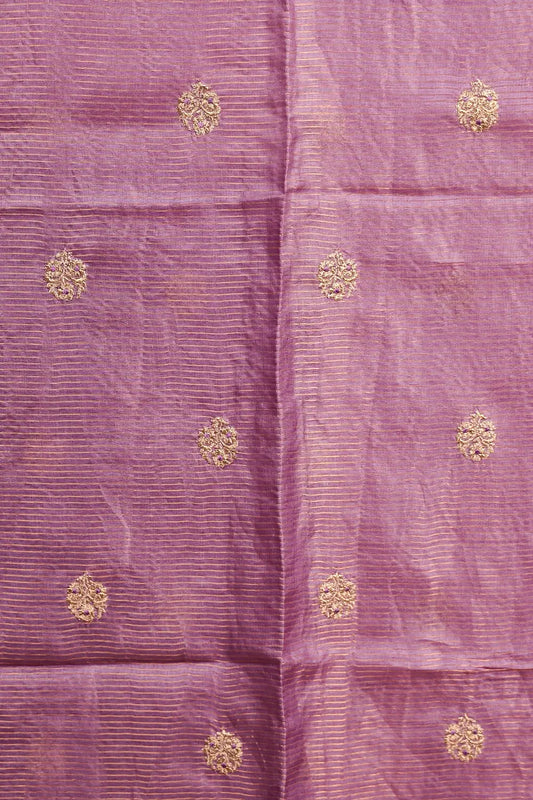 Lavender Tussar Tissue Butta Unstitched Churidhar Material