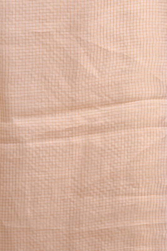 Cream Silk Check With Butta Unstitched Churidhar Material
