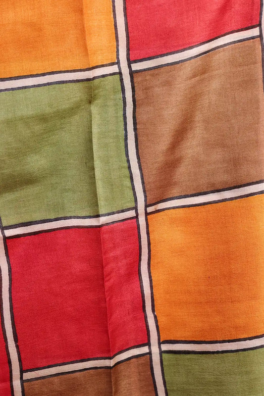 Multi Color Tussar Printed Unstitched Churidhar Material