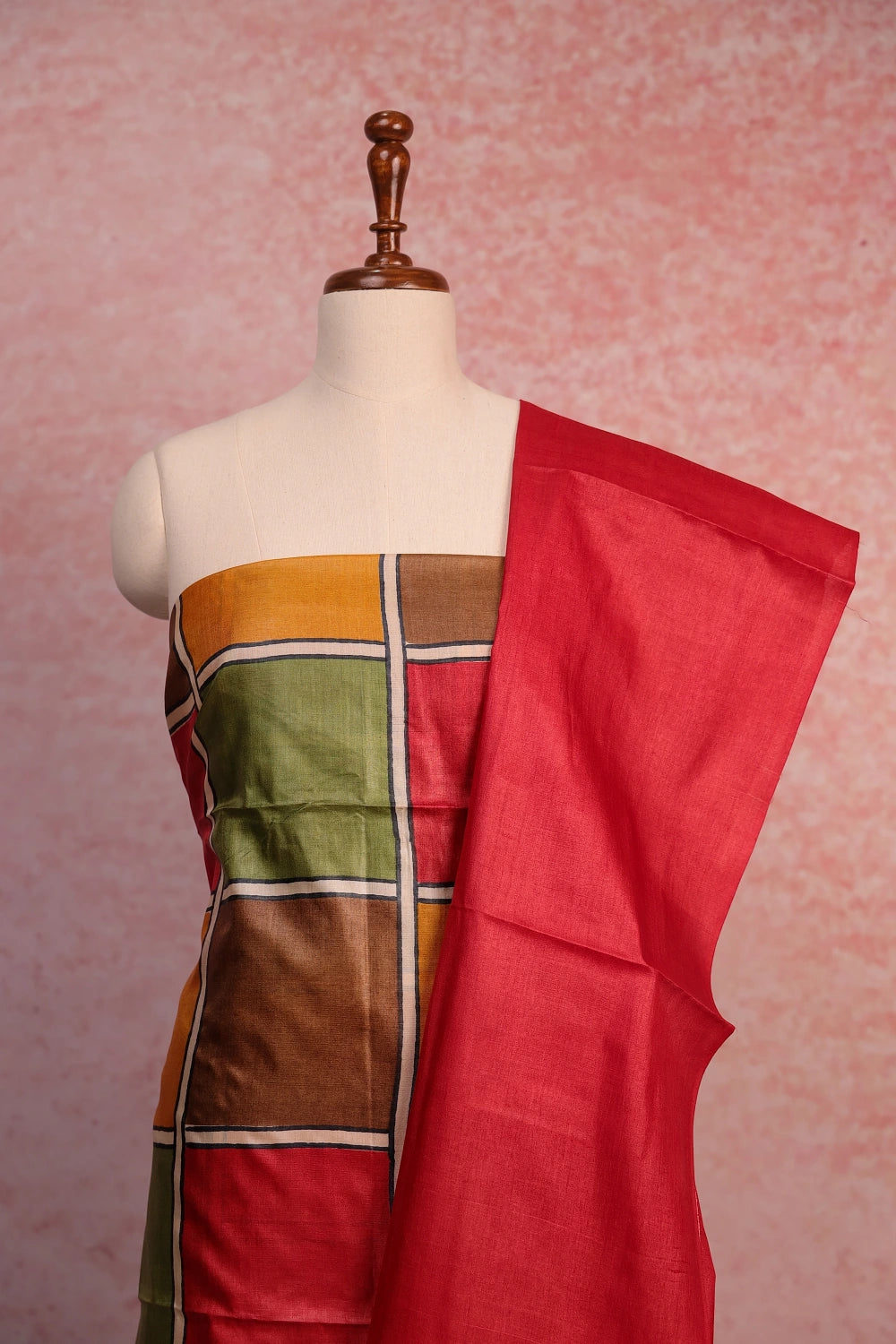 Multi Color Tussar Printed Unstitched Churidhar Material