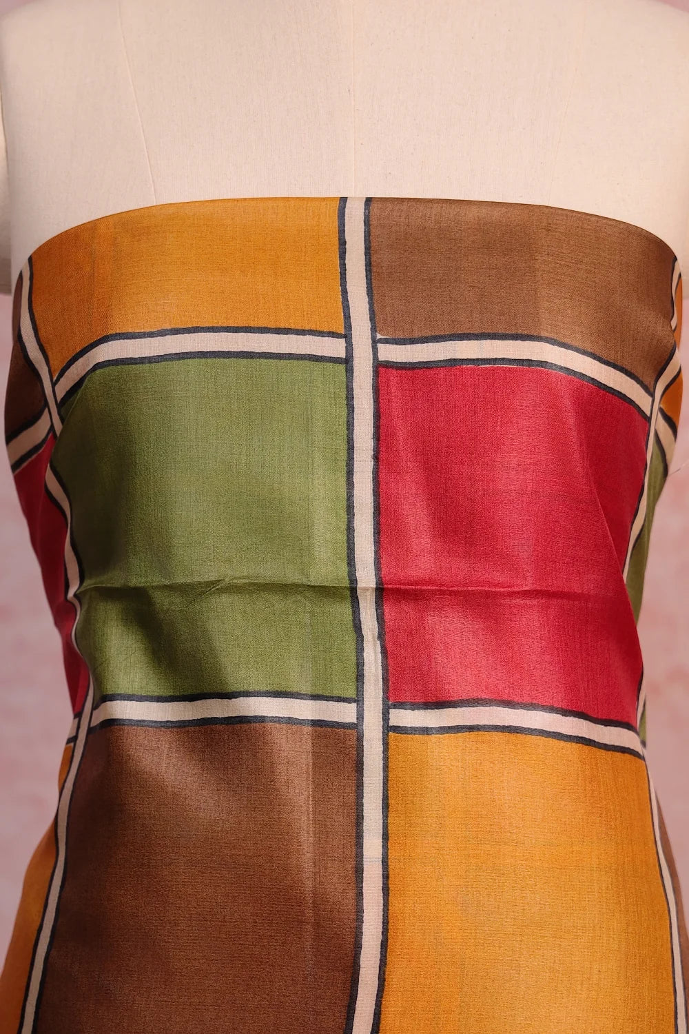 Multi Color Tussar Printed Unstitched Churidhar Material