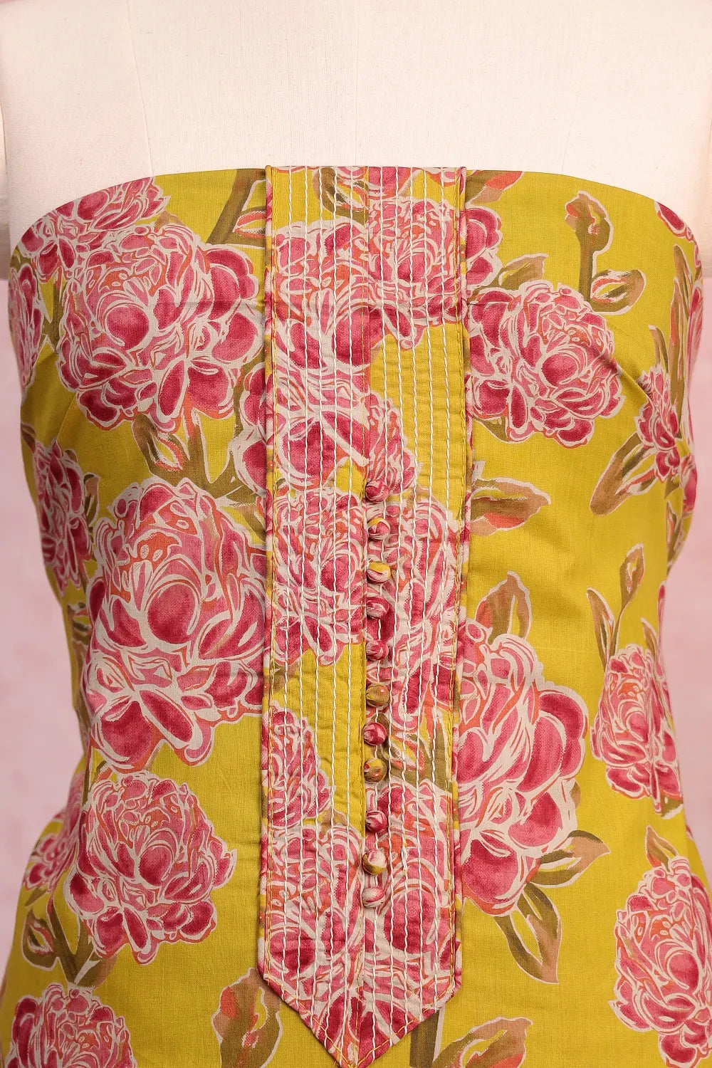Yellow Cotton Printed Unstitched Churidhar Material