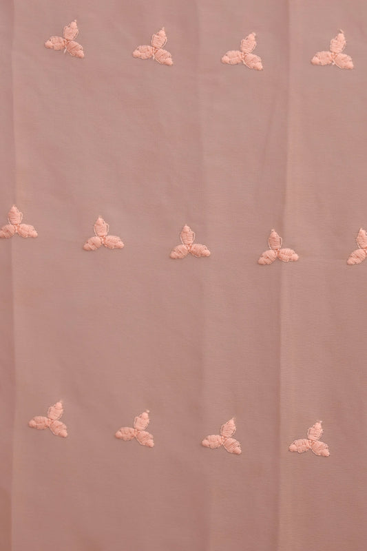 Peach Chiffon Embroidery Unstitched Churidhar Material